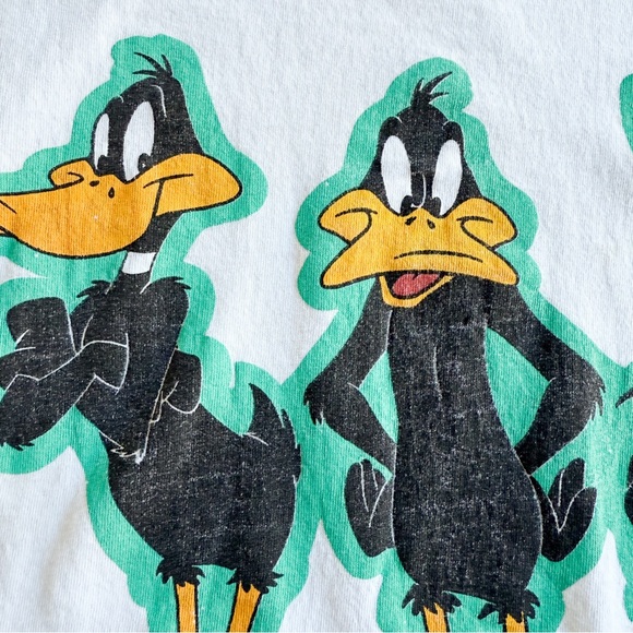 Vintage Looney Tunes Daffy Duck T-Shirt 90s Single Stitch Cropped Boxy Women’s - Picture 3 of 16